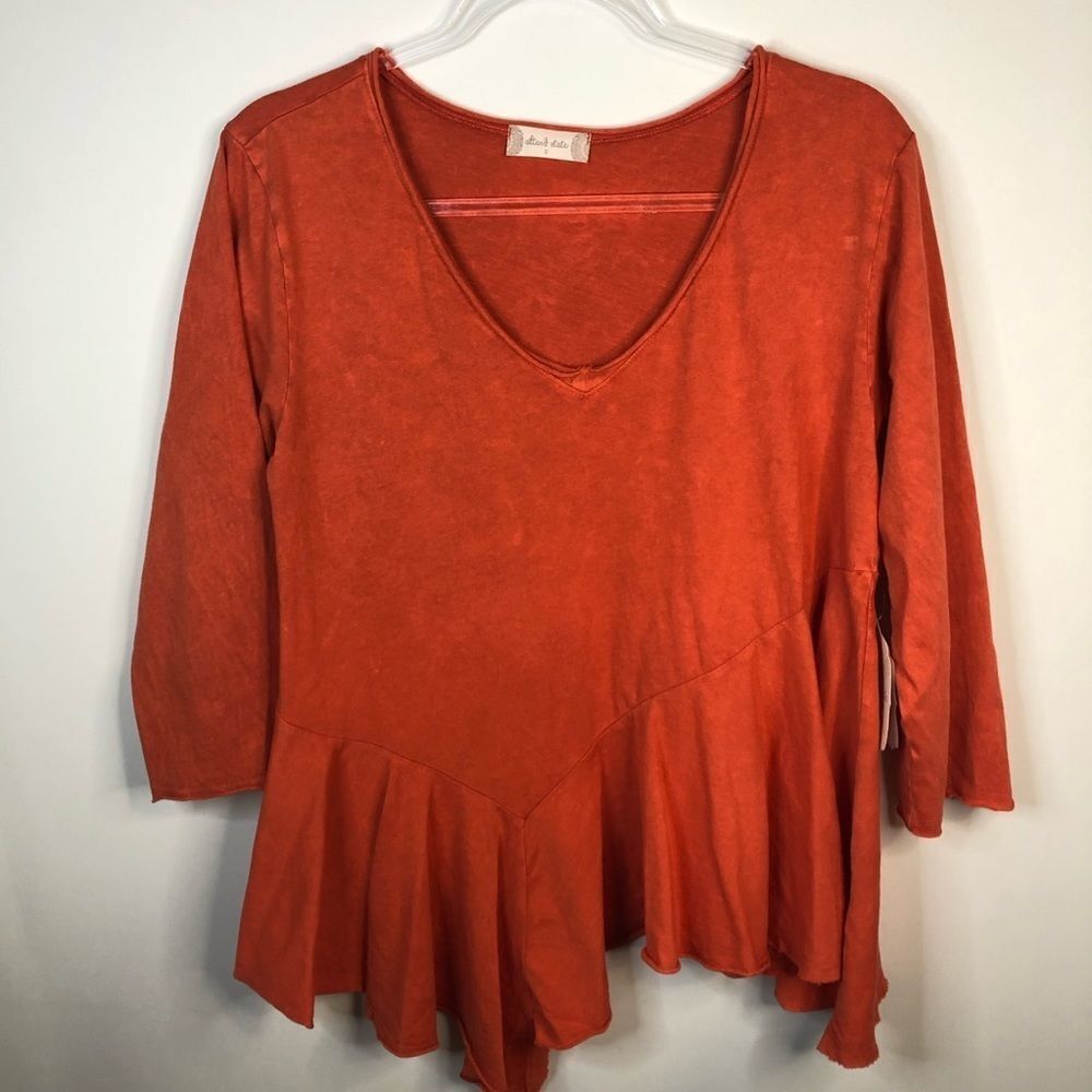 Altar'd State Rust Orange Peplum 3/4 sleeve top